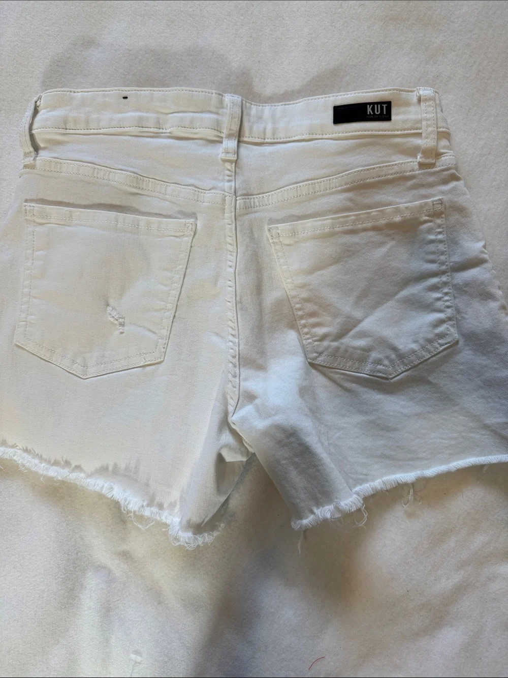 KUT from the Kloth Jane White Distressed Denim Long Shorts Size 4 Frayed Hem